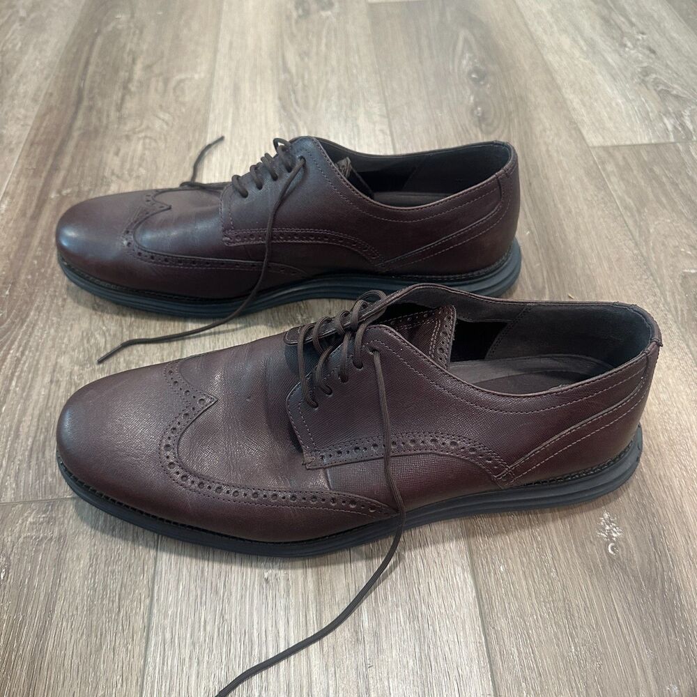 Brown Leather Brogue Wingtip Oxfords Cushioned Dress Sneaker Shoes Mens 16W